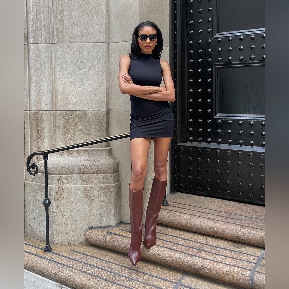 NEW Dolce Vita Auggie Wide Calf Leather Knee High Boots Chocolate Brown Size 9E - Picture 2 of 16